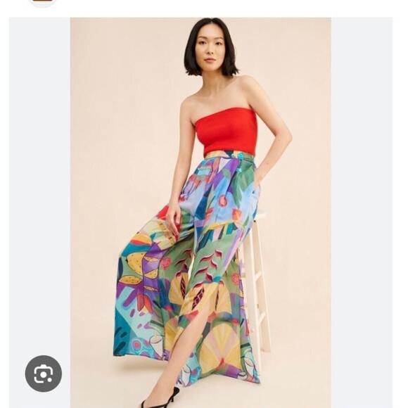 NWT FARM RIO Tropical Scenario Slit Wide Leg Pants Size XS - Picture 5 of 5